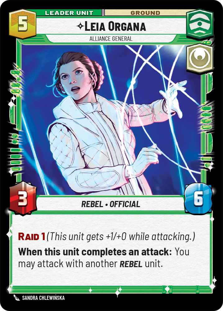 Leia Organa - Alliance General (SOR) Common Star Wars Unlimited Fantasy Flight Games