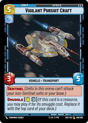 Vigilant Pursuit Craft (SHD) Common Star Wars Unlimited Fantasy Flight Games Standard Non-Foil