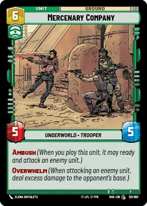 Mercenary Company (SHD) Common Star Wars Unlimited Fantasy Flight Games Standard Non-Foil