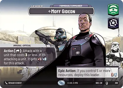 Moff Gideon - Formidable Commander (SHD) Starter Star Wars Unlimited Fantasy Flight Games Showcase Foil