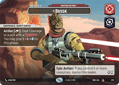 Bossk - Hunting His Prey (SHD) Common Star Wars Unlimited Fantasy Flight Games Showcase Foil