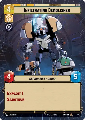 Infiltrating Demolisher (TWI) Common Star Wars Unlimited Fantasy Flight Games Hyperspace Non-Foil