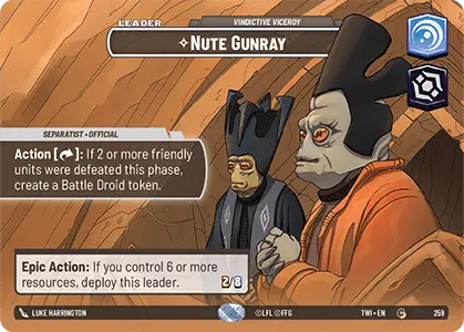 Nute Gunray - Vindictive Viceroy (TWI) Common Star Wars Unlimited Fantasy Flight Games Showcase Foil
