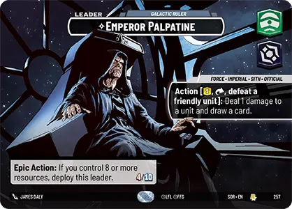 Emperor Palpatine - Galactic Ruler (SOR) Rare Star Wars Unlimited Fantasy Flight Games Showcase Foil