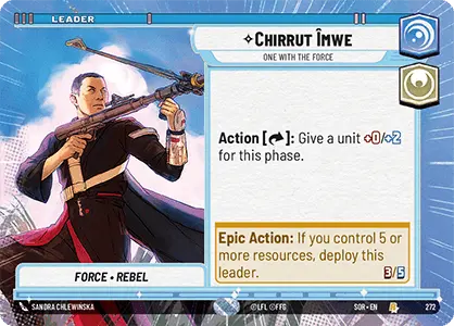 Chirrut Imwe - One With the Force (SOR) Rare Star Wars Unlimited Fantasy Flight Games Hyperspace Non-Foil