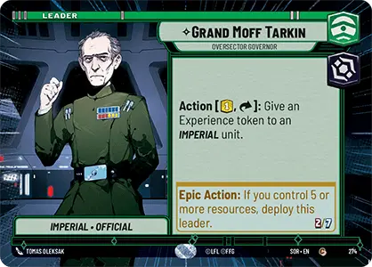 Grand Moff Tarkin - Oversector Governor (SOR) Common Star Wars Unlimited Fantasy Flight Games Hyperspace Non-Foil