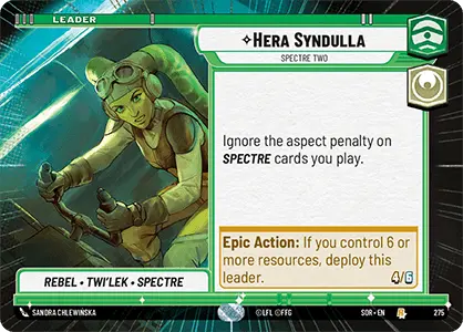 Hera Syndulla - Spectre Two (SOR) Rare Star Wars Unlimited Fantasy Flight Games Hyperspace Non-Foil