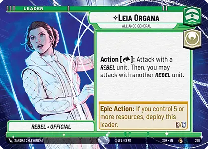 Leia Organa - Alliance General (SOR) Common Star Wars Unlimited Fantasy Flight Games Hyperspace Non-Foil