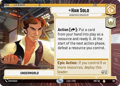Han Solo - Audacious Smuggler (SOR) Rare Star Wars Unlimited Fantasy Flight Games Hyperspace Non-Foil