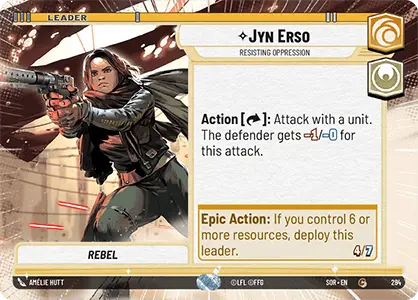 Jyn Erso - Resisting Oppression (SOR) Common Star Wars Unlimited Fantasy Flight Games Hyperspace Non-Foil