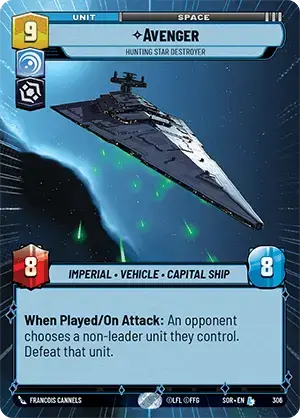 Avenger - Hunting Star Destroyer (SOR) Legendary Star Wars Unlimited Fantasy Flight Games Hyperspace Non-Foil