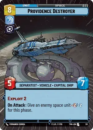 Providence Destroyer (TWI) Uncommon Star Wars Unlimited Fantasy Flight Games Hyperspace Non-Foil