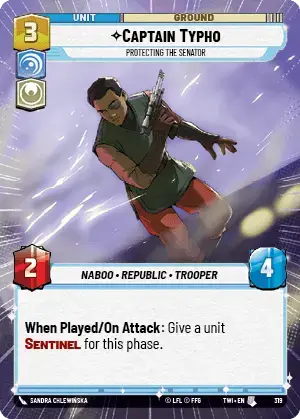 Captain Typho - Protecting the Senator (TWI) Uncommon Star Wars Unlimited Fantasy Flight Games Hyperspace Non-Foil