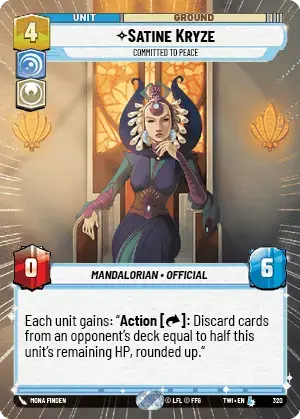 Satine Kryze - Committed to Peace (TWI) Legendary Star Wars Unlimited Fantasy Flight Games Hyperspace Non-Foil