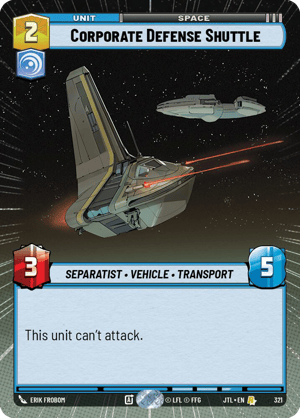 Corporate Defense Shuttle (JTL) Rare Fantasy Flight Games Hyperspace Non-Foil