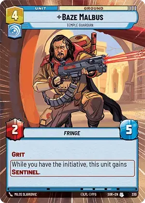 Baze Malbus - Temple Guardian (SOR) Uncommon Star Wars Unlimited Fantasy Flight Games Hyperspace Non-Foil