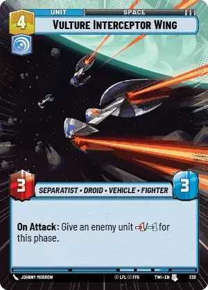 Vulture Interceptor Wing (TWI) Uncommon Star Wars Unlimited Fantasy Flight Games Hyperspace Non-Foil