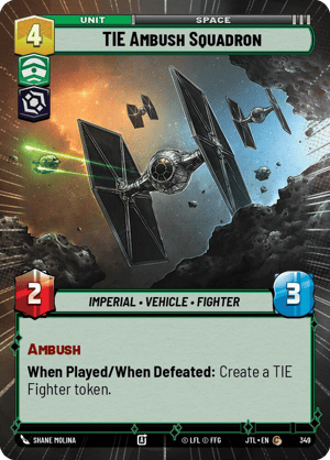 TIE Ambush Squadron (JTL) Common Fantasy Flight Games Hyperspace Non-Foil