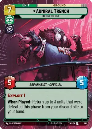 Admiral Trench - Holding the Line (TWI) Uncommon Star Wars Unlimited Fantasy Flight Games Hyperspace Non-Foil
