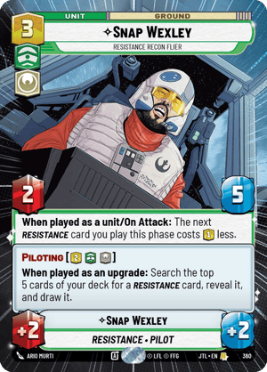 Snap Wexley - Resistance Recon Flier (JTL) Rare Fantasy Flight Games Hyperspace Non-Foil