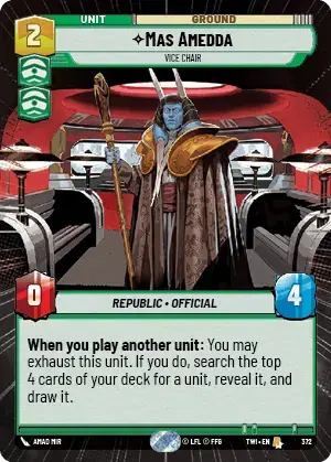 Mas Amedda - Vice Chair (TWI) Rare Star Wars Unlimited Fantasy Flight Games Hyperspace Non-Foil