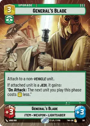 General's Blade (TWI) Rare Star Wars Unlimited Fantasy Flight Games Hyperspace Non-Foil