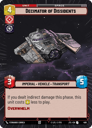 Decimator of Dissidents (JTL) Uncommon Fantasy Flight Games Hyperspace Non-Foil