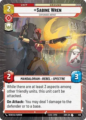 Sabine Wren - Explosives Artist (SOR) Uncommon Star Wars Unlimited Fantasy Flight Games Hyperspace Non-Foil