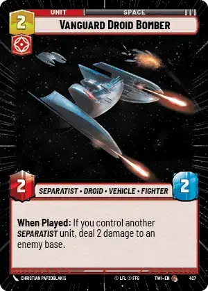 Vanguard Droid Bomber (TWI) Common Star Wars Unlimited Fantasy Flight Games Hyperspace Non-Foil