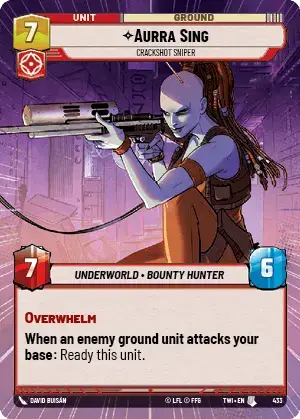 Aurra Sing - Crackshot Sniper (TWI) Uncommon Star Wars Unlimited Fantasy Flight Games Hyperspace Non-Foil