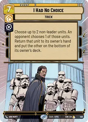 I Had No Choice (SOR) Rare Star Wars Unlimited Fantasy Flight Games Hyperspace Non-Foil