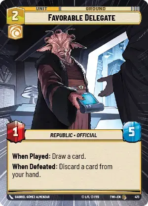 Favorable Delegate (TWI) Common Star Wars Unlimited Fantasy Flight Games Hyperspace Non-Foil