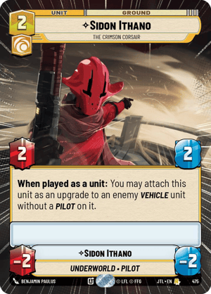 Sidon Ithano - The Crimson Corsair (JTL) Rare Fantasy Flight Games Hyperspace Non-Foil