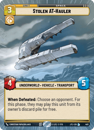 Stolen AT-Hauler (JTL) Legendary Fantasy Flight Games Hyperspace Non-Foil