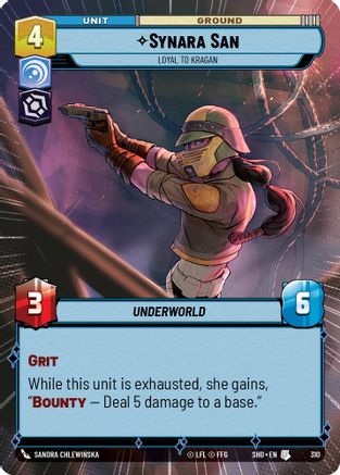 Synara San - Loyal to Kragan (SHD) Uncommon Star Wars Unlimited Fantasy Flight Games Hyperspace Non-Foil