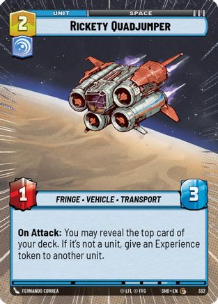 Rickety Quadjumper (SHD) Common Star Wars Unlimited Fantasy Flight Games Hyperspace Non-Foil