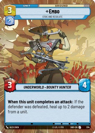 Embo - Stoic and Resolute (SHD) Uncommon Star Wars Unlimited Fantasy Flight Games Hyperspace Non-Foil