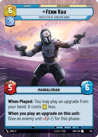 Fenn Rau - Protector of Concord Dawn (SHD) Uncommon Star Wars Unlimited Fantasy Flight Games Hyperspace Non-Foil