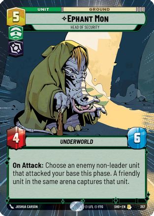 Ephant Mon - Head of Security (SHD) Rare Star Wars Unlimited Fantasy Flight Games Hyperspace Non-Foil