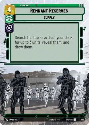 Remnant Reserves (SHD) Uncommon Star Wars Unlimited Fantasy Flight Games Hyperspace Non-Foil
