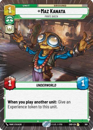 Maz Kanata - Pirate Queen (SHD) Rare Star Wars Unlimited Fantasy Flight Games Hyperspace Non-Foil