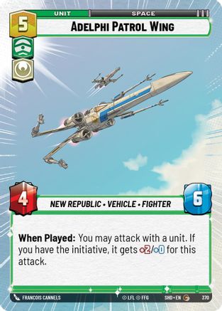Adelphi Patrol Wing (SHD) Common Star Wars Unlimited Fantasy Flight Games Hyperspace Non-Foil