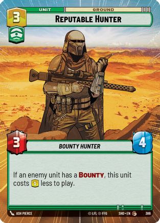 Reputable Hunter (SHD) Common Star Wars Unlimited Fantasy Flight Games Hyperspace Non-Foil