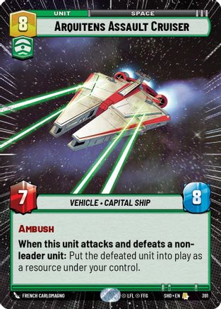 Arquitens Assault Cruiser (SHD) Rare Star Wars Unlimited Fantasy Flight Games Hyperspace Non-Foil