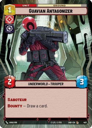 Guavian Antagonizer (SHD) Common Star Wars Unlimited Fantasy Flight Games Hyperspace Non-Foil
