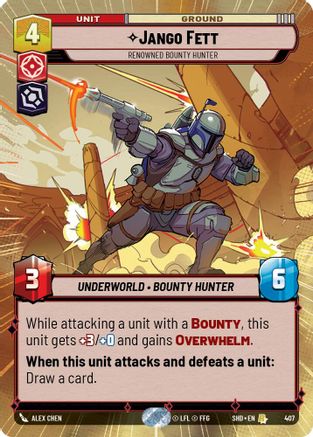Jango Fett - Renowned Bounty Hunter (SHD) Rare Star Wars Unlimited Fantasy Flight Games Hyperspace Non-Foil