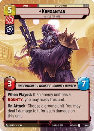Krrsantan - Muscle For Hire (SHD) Uncommon Star Wars Unlimited Fantasy Flight Games Hyperspace Non-Foil