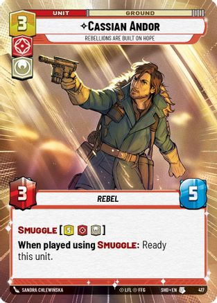 Cassian Andor - Rebellions Are Built On Hope (SHD) Uncommon Star Wars Unlimited Fantasy Flight Games Hyperspace Non-Foil