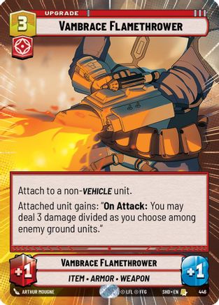 Vambrace Flamethrower (SHD) Rare Star Wars Unlimited Fantasy Flight Games Hyperspace Non-Foil