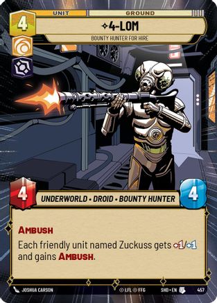 4-LOM - Bounty Hunter for Hire (SHD) Uncommon Star Wars Unlimited Fantasy Flight Games Hyperspace Non-Foil